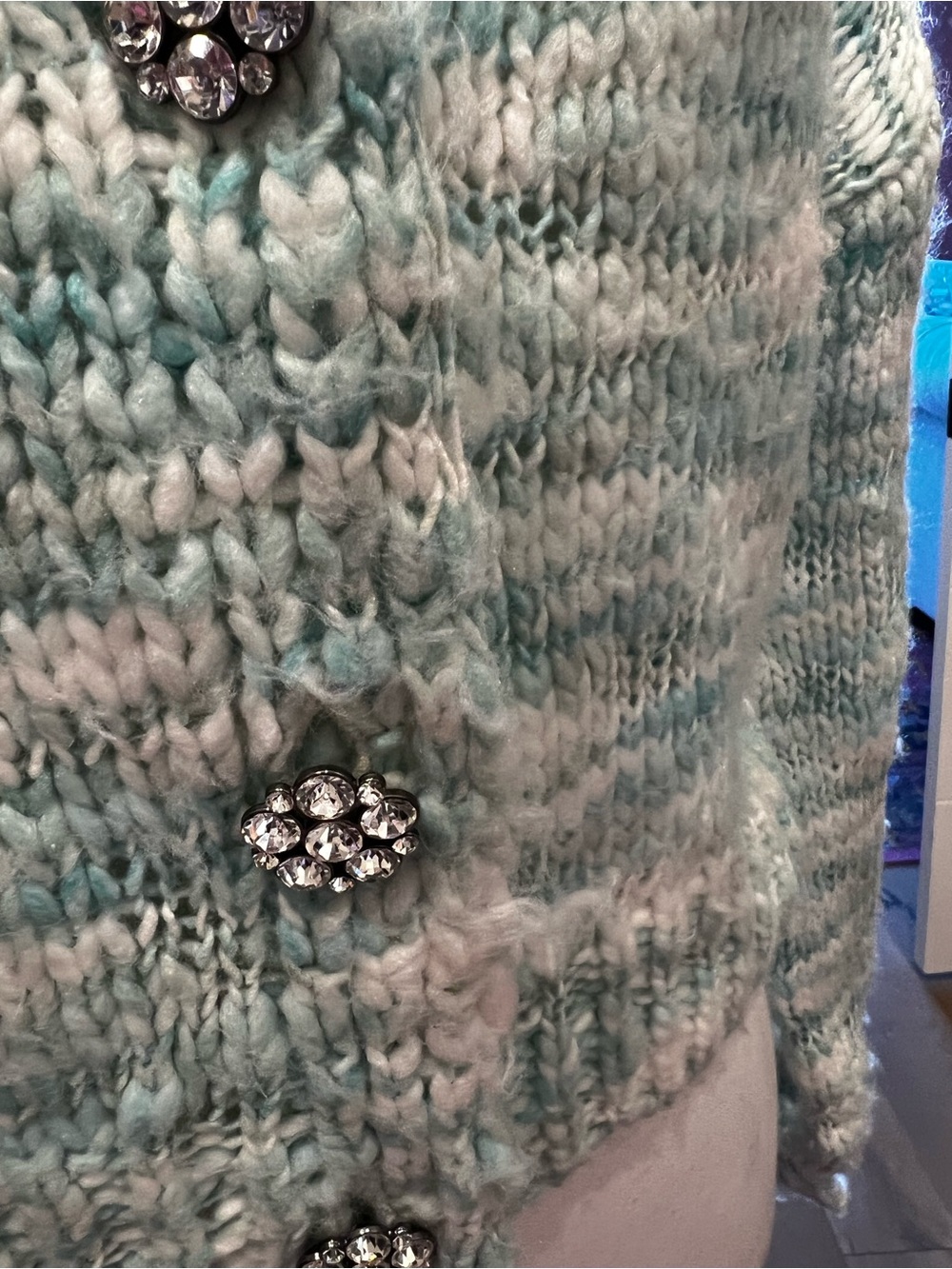 Universal Thread Mint Marled Cropped V-Neck Cardigan with crystal buttons - Picture 5 of 5
